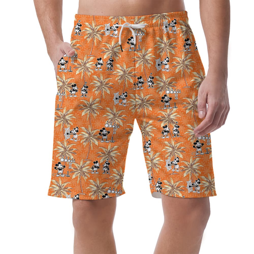 Classic Orange 1928 Mickey Steamboat Willie Short for Men1