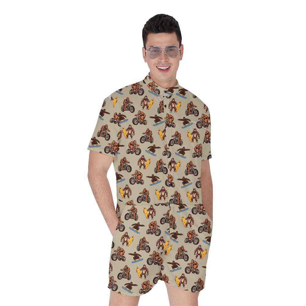 Classic Sporty Sasquatch Hawaiian Romper For Men