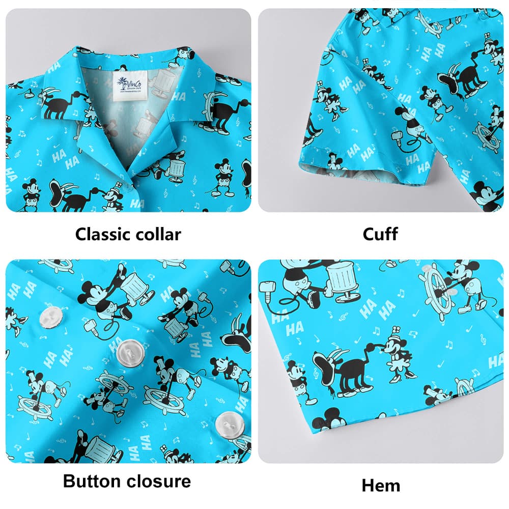 Classic Steamboat Willie Mickey Blue Hawaiian Shirt