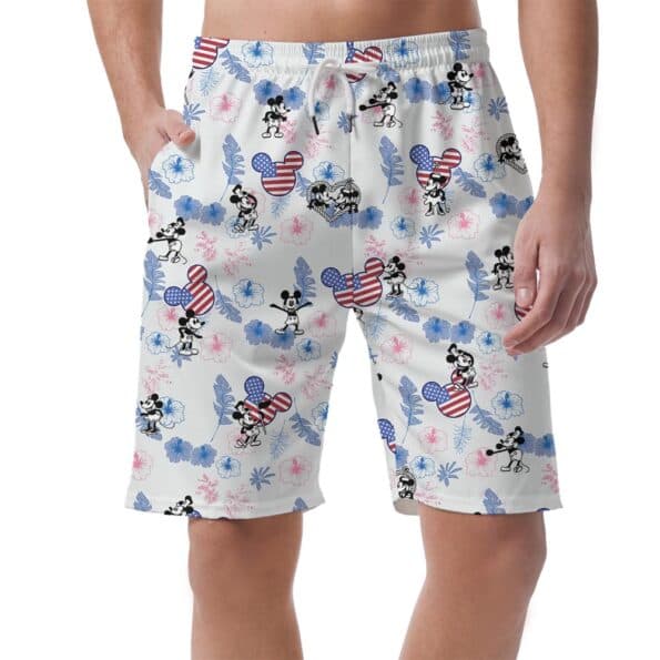 Cool American Flag Men's Shorts Mickey Mouse Steamboat Willie