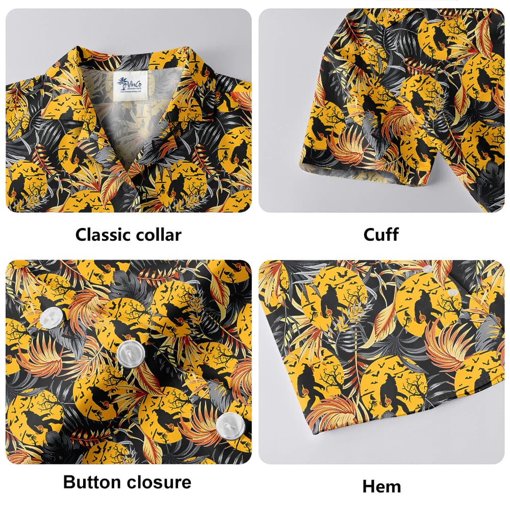 Cool Bigfoot With Pumpkin Halloween Orange Hawaiian Shirt