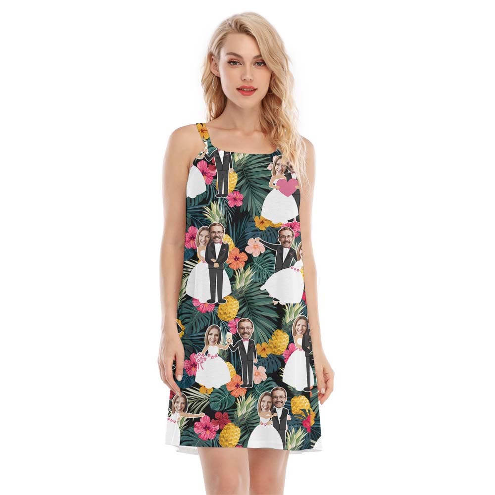 Cool Custom Face Couple Wedding Women's Cami Dress3