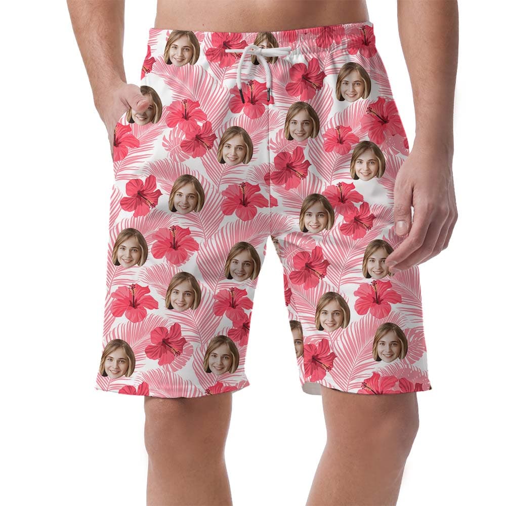 Cool Custom Photo Pink Men's Hawaiian Shorts4
