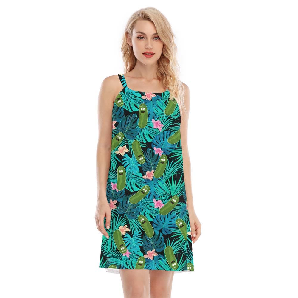 Cool Green Pickle Tropical Cami Dress For Women1