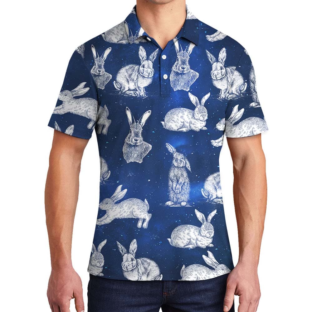 Cool Rabbit Easter Men's Collared Polo Shirts1