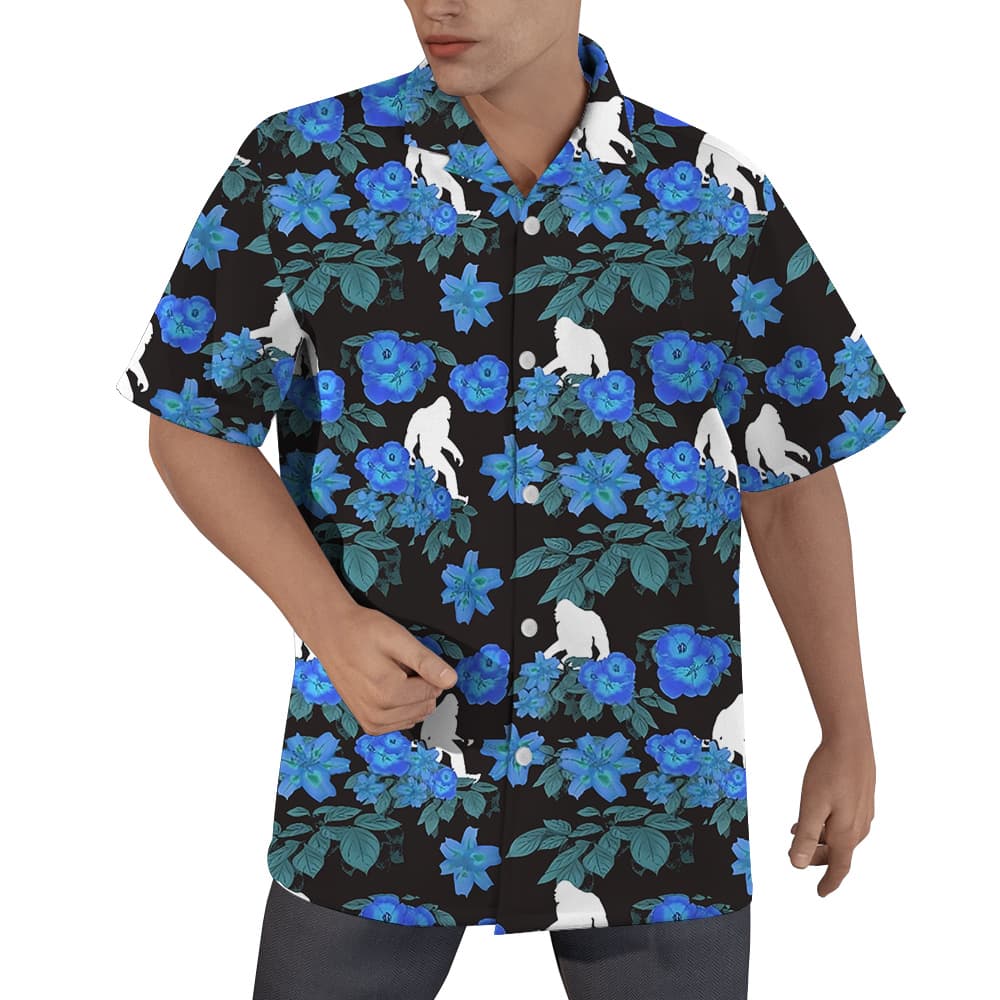 Cool Sasquatch Blue Floral Hawaiian Shirt (1)