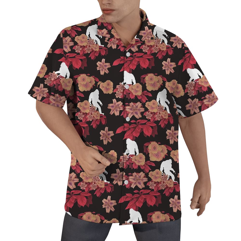 Cool Sasquatch Floral Red Aloha Shirt (1)