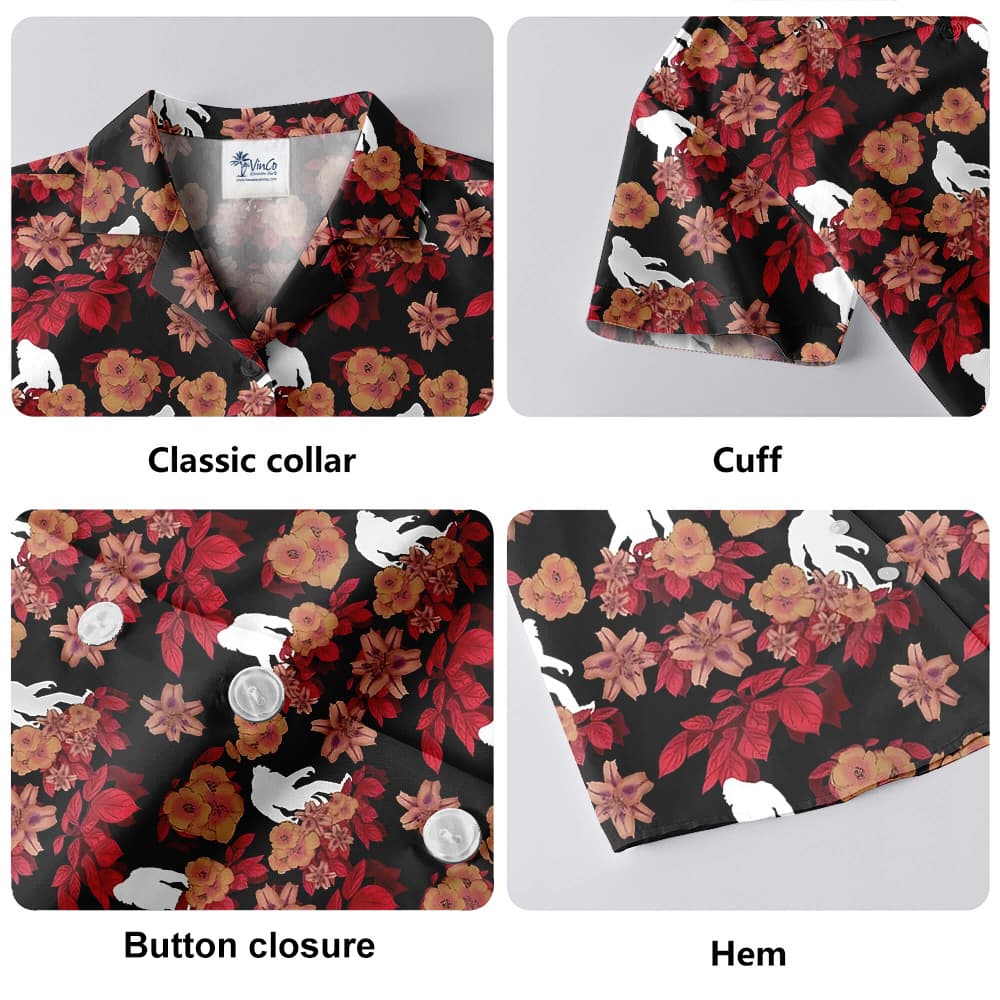 Cool Sasquatch Floral Red Aloha Shirt