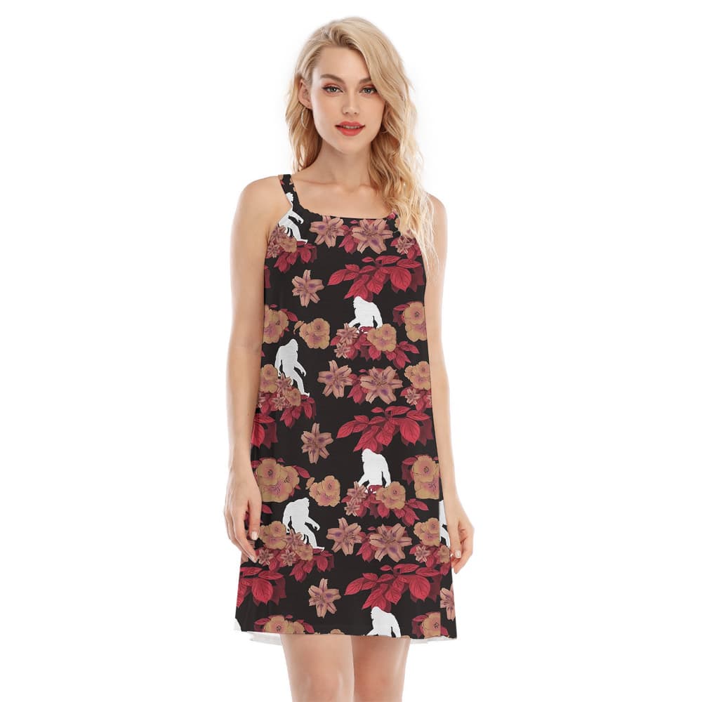 Cool Sasquatch Red Floral Hawaiian Cami Dress For Men