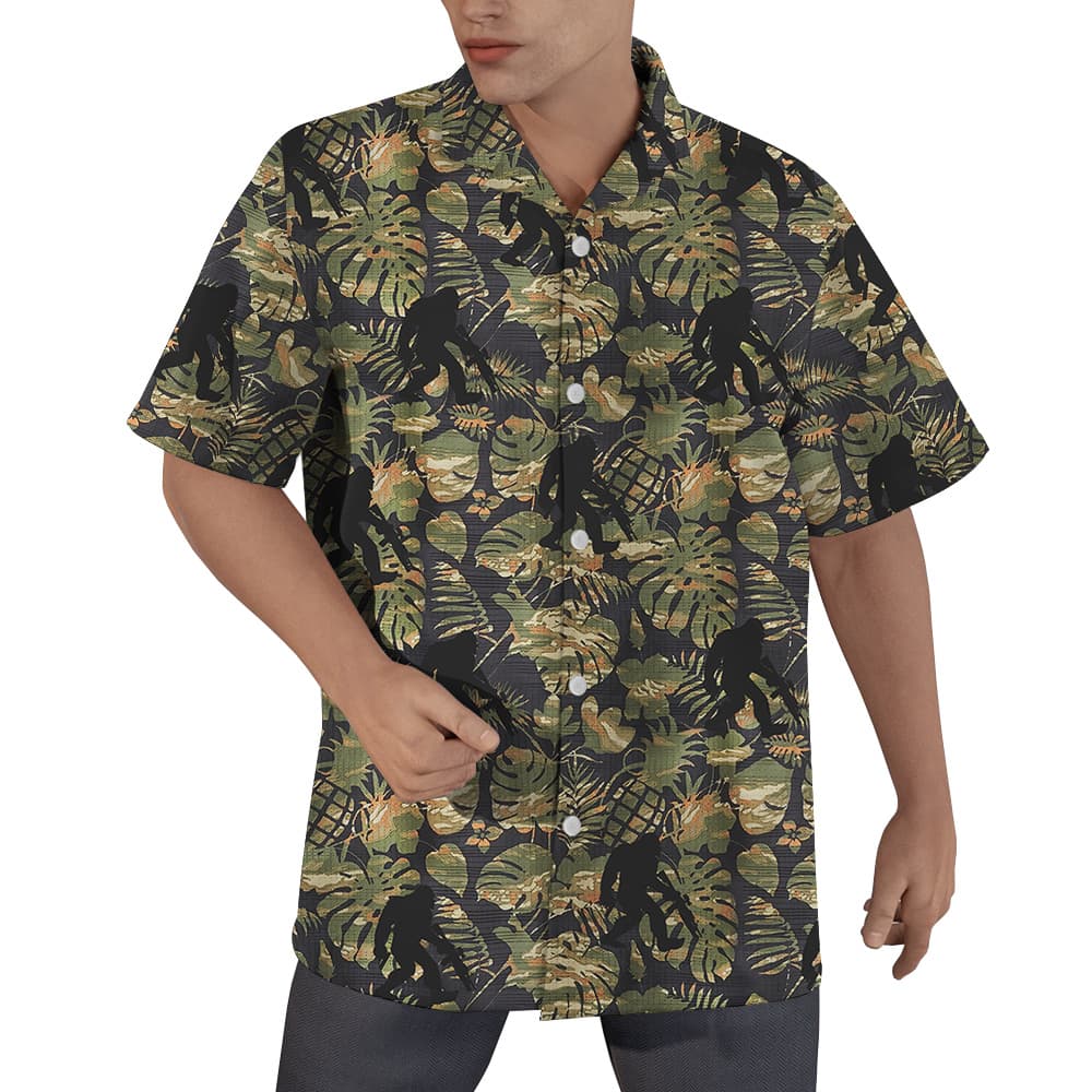 Cool Tactical Bigfoot Camouflage Tropical Hawaiian Shirt (1)