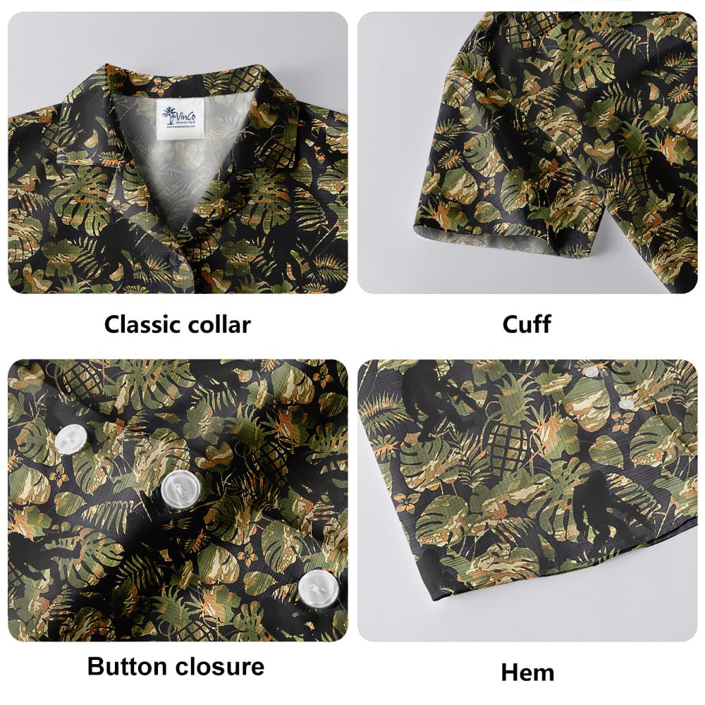 Cool Tactical Bigfoot Camouflage Tropical Hawaiian Shirt