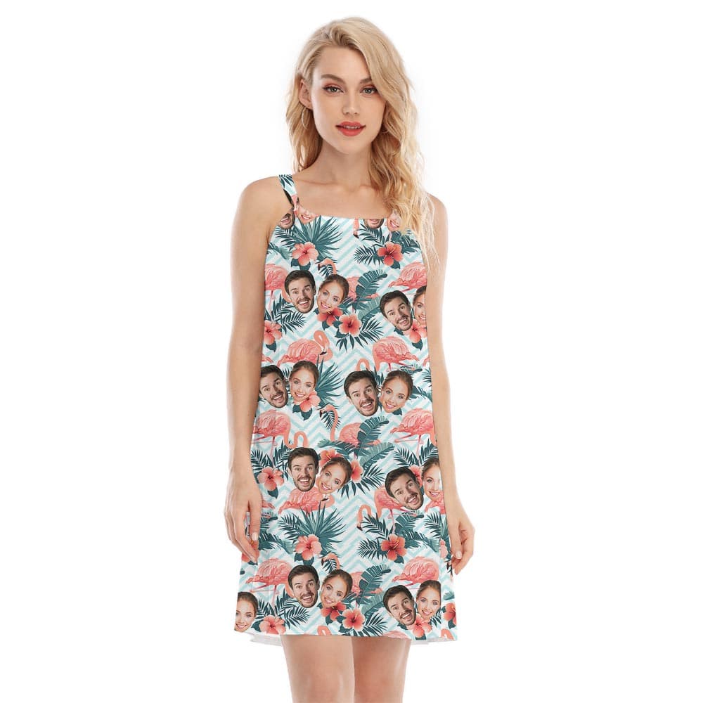 Couple Custom Face Hawaiian Woman Cami Dress