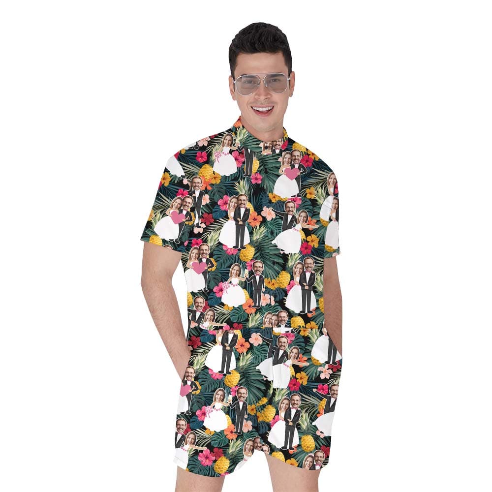 Couples Custom Wedding Tropical Romper For Male1