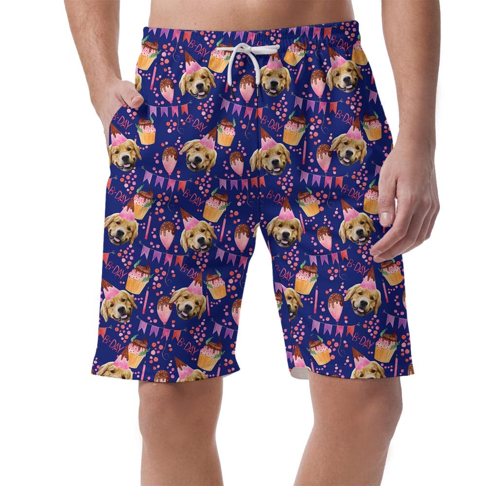 Celebrate Birthday Hawaiian Custom Face Shorts Men
