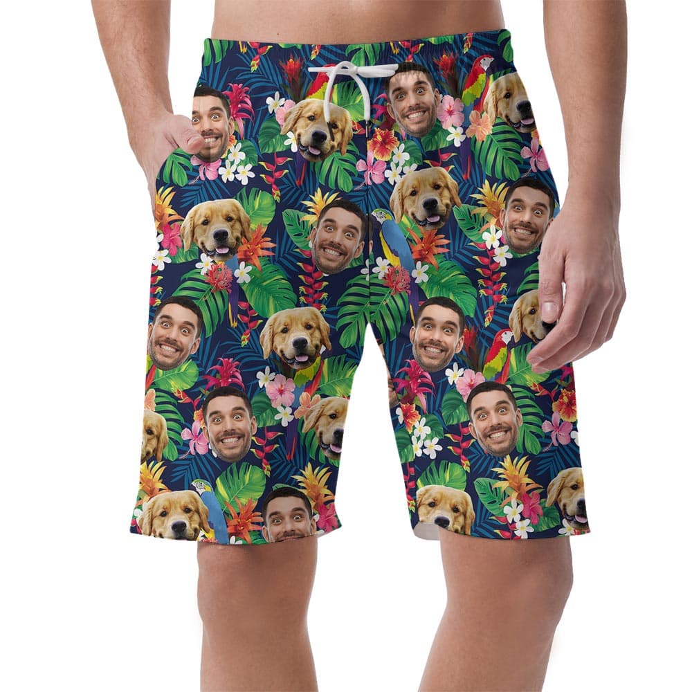 Festive Custom Face Hawaiian Shorts Men