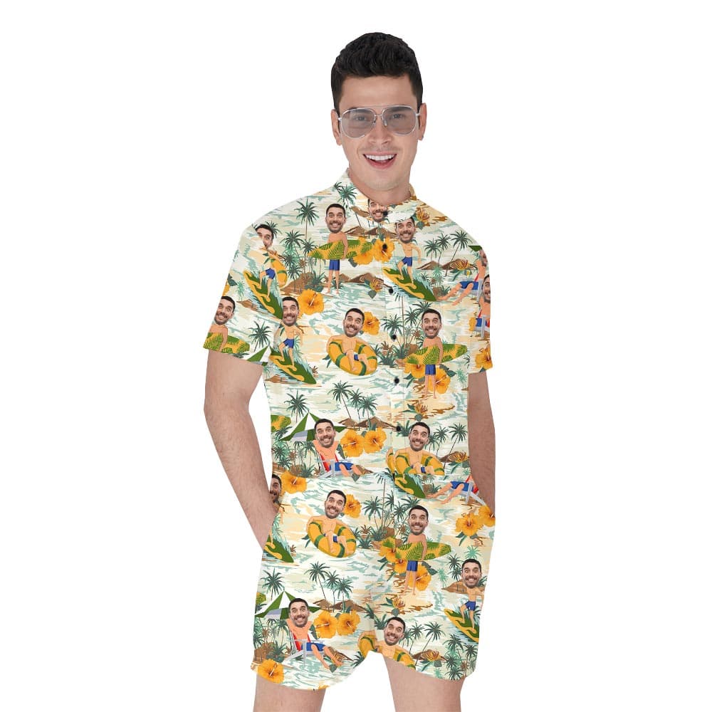 Summer Custom Face Hawaiian Romper Men