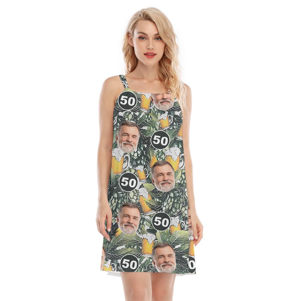Custom Birthday Hawaiian Cami Dress with Face and Age1