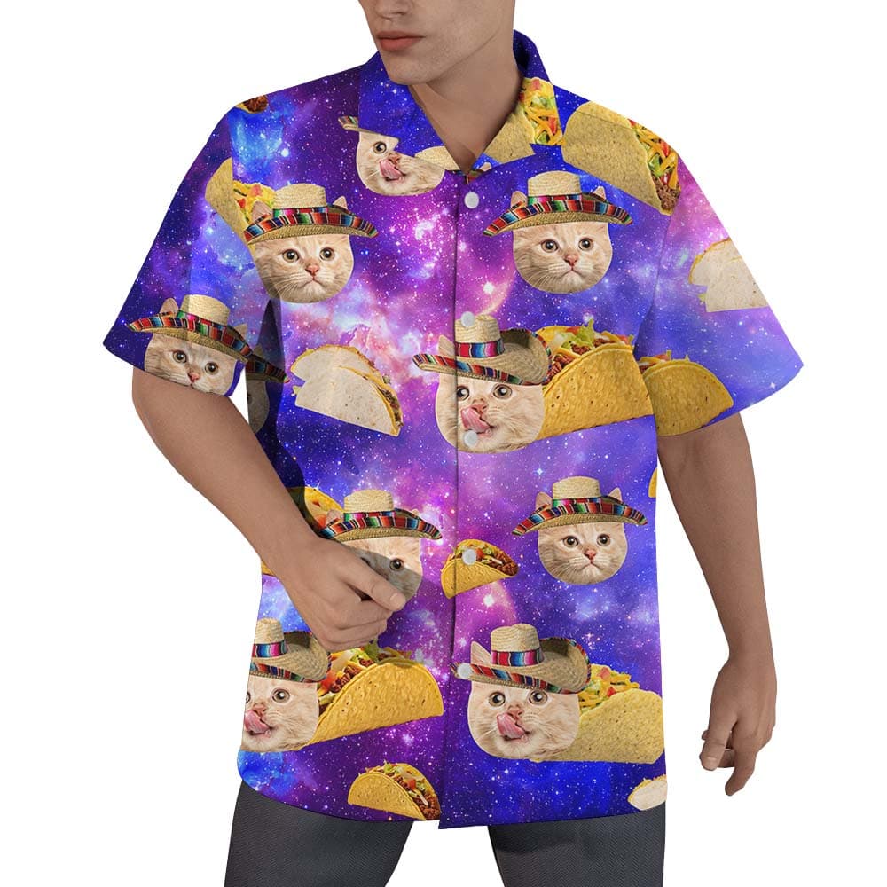 Custom Cat Face Taco Hawaiian Shirt For Men1