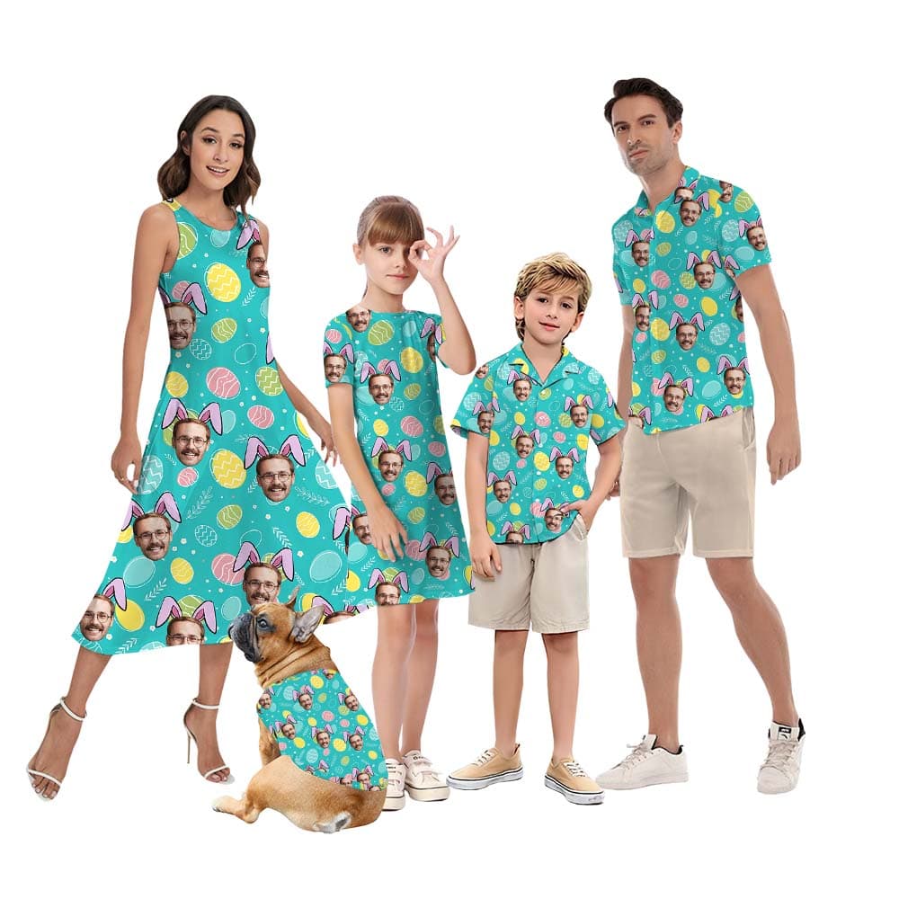 Custom Face Colorful Eggs Matching Family Easter Outfits5