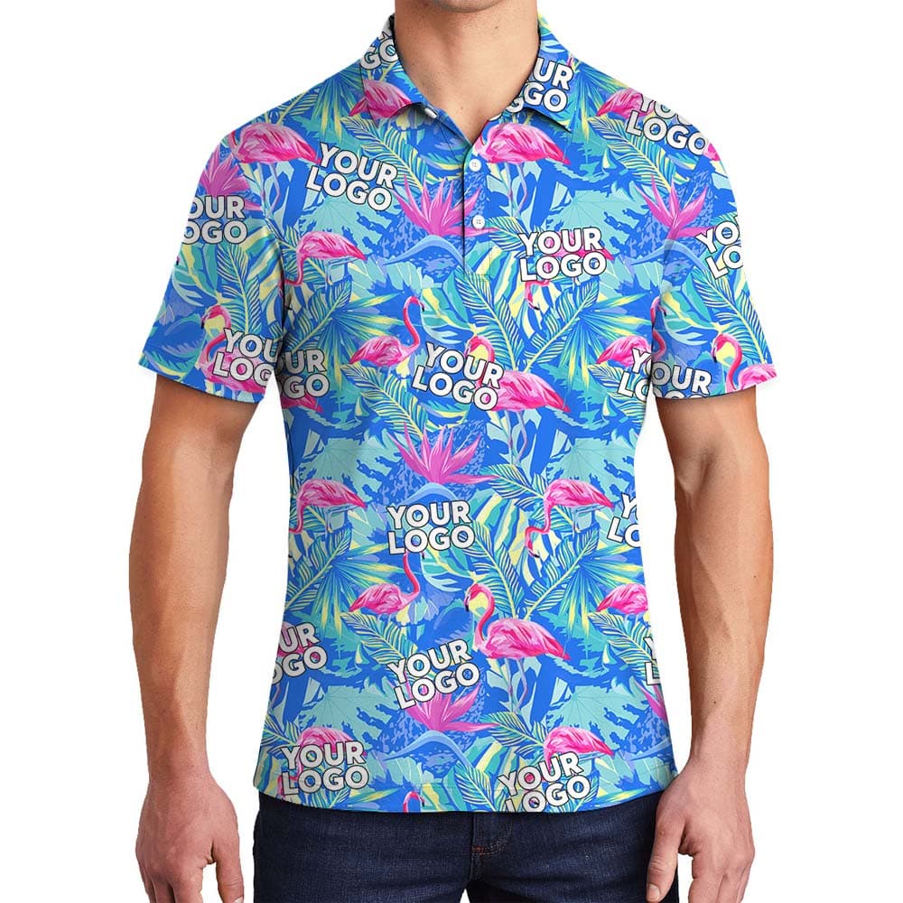 Custom Face Design on Flamingo Tropical Collared Polo Shirt1