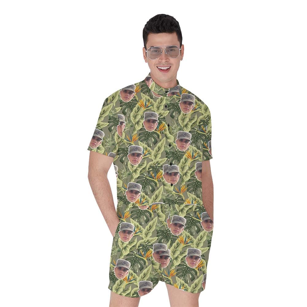 Custom Face Military Camouflage Men's Romper 1