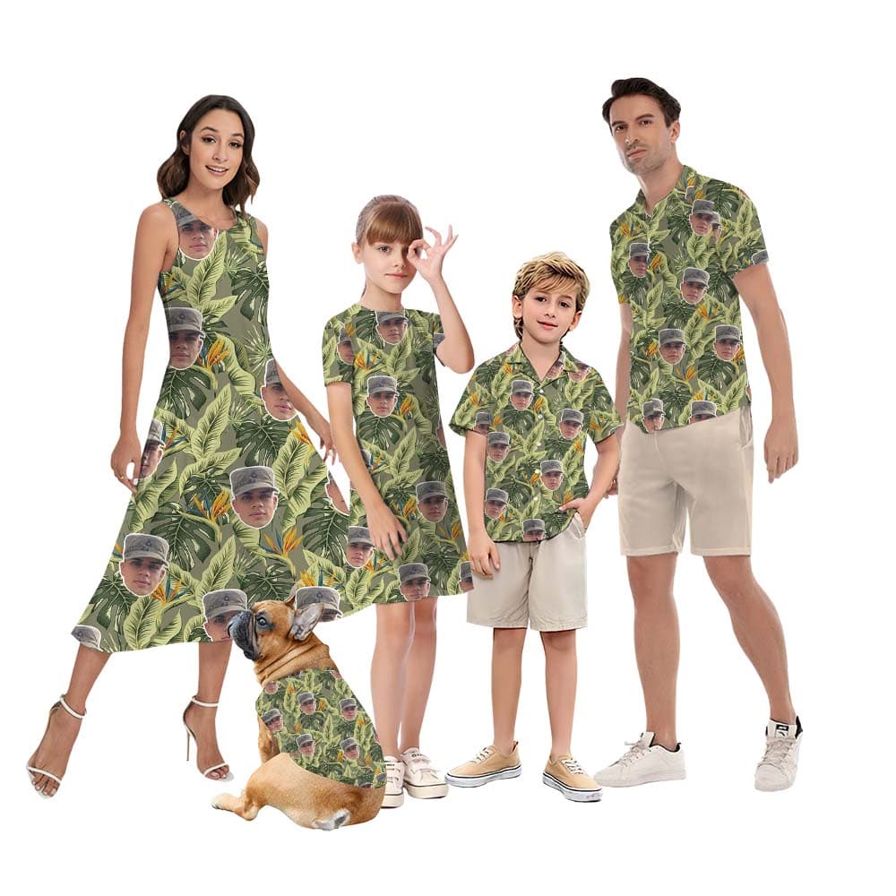Custom Face Military Theme Matching Family Hawaiian Outfits5