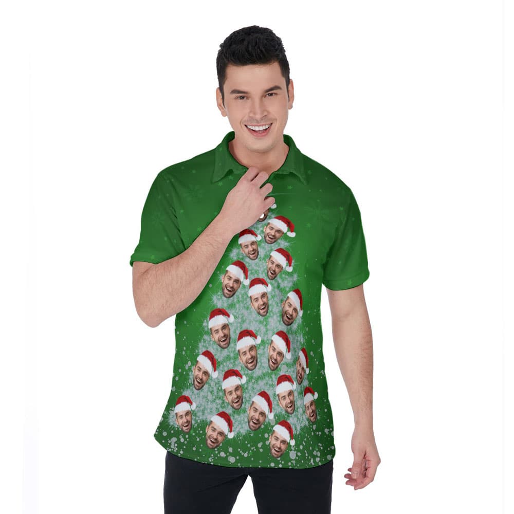 Custom-Face-On-Christmas-Tree-Green-Hawaiian-Polo-Shirt-4.jpg