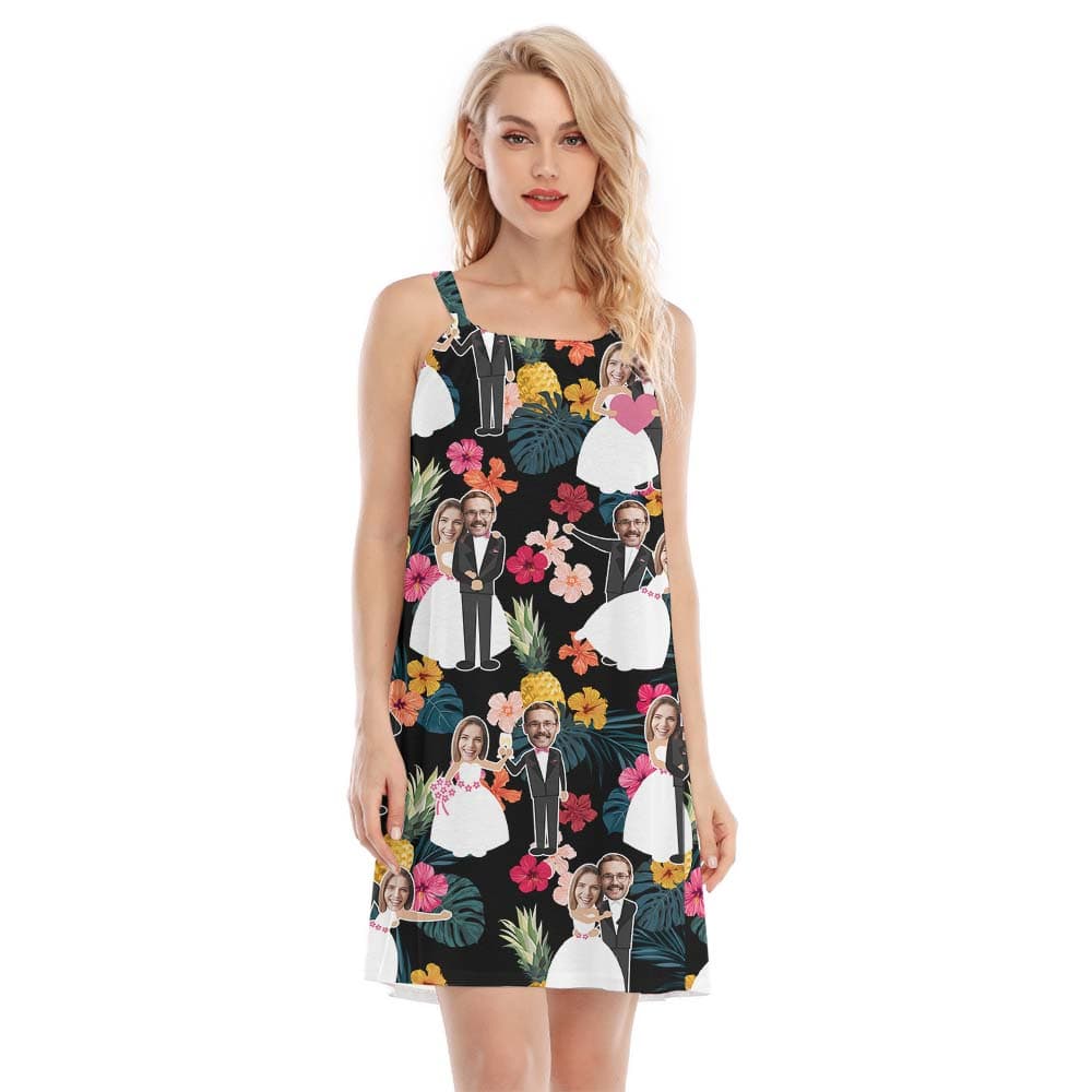 Custom Face Pineapple Themed Wedding Hawaiian Cami Dress3