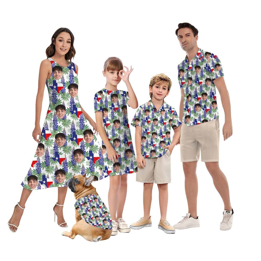 Custom Face Texas Pride Matching Family Hawaiian Outfits4