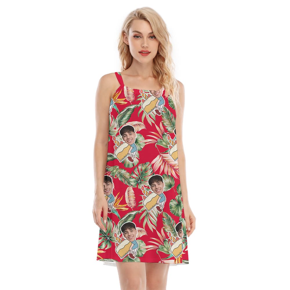 Custom Face Tropic Flavor Birthday Hawaiian Cami Dress1