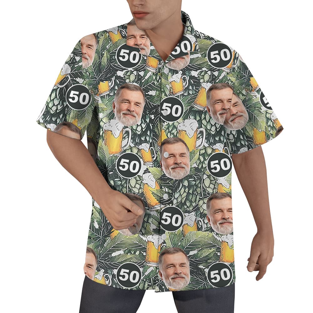 Custom Face and Age Birthday Hawaiian Shirt for Men1