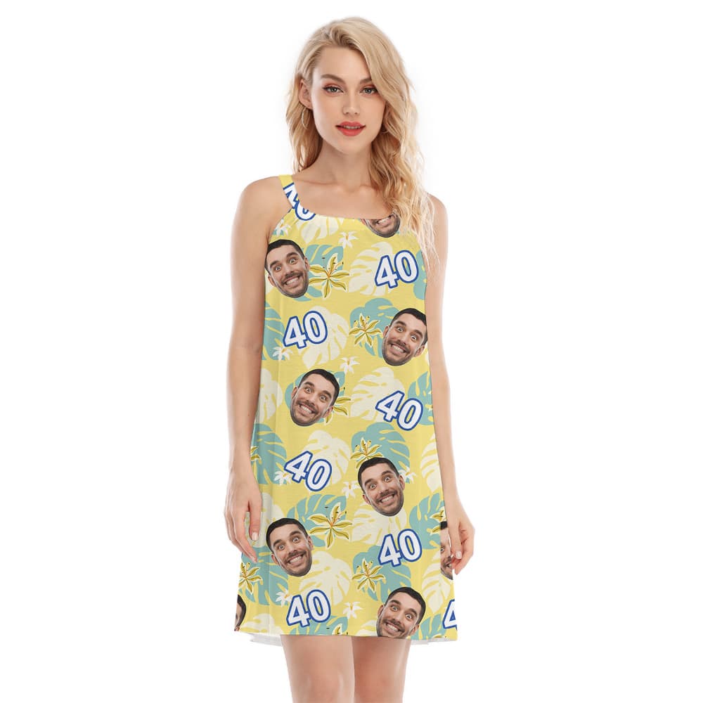 Custom Face and Age Summer Birthday Hawaiian Cami Dress1