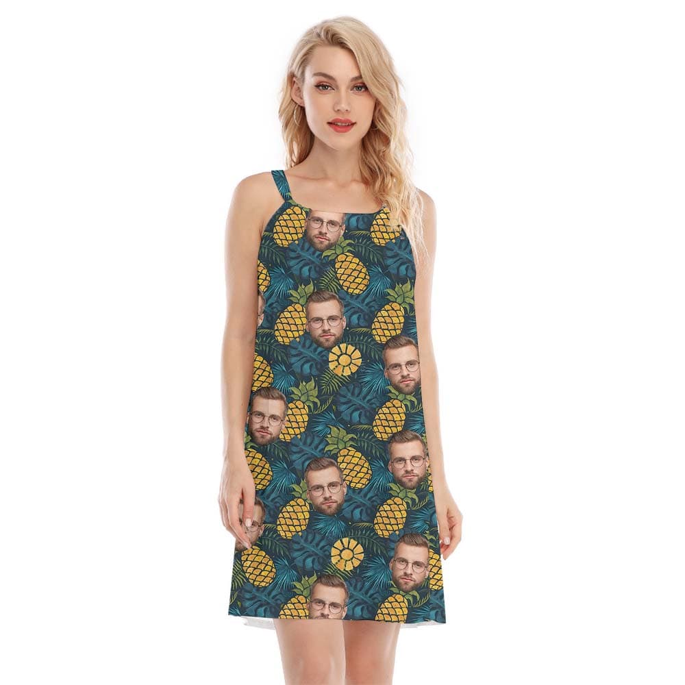 Custom Group Photo Pineapple Aloha Cami Dress3