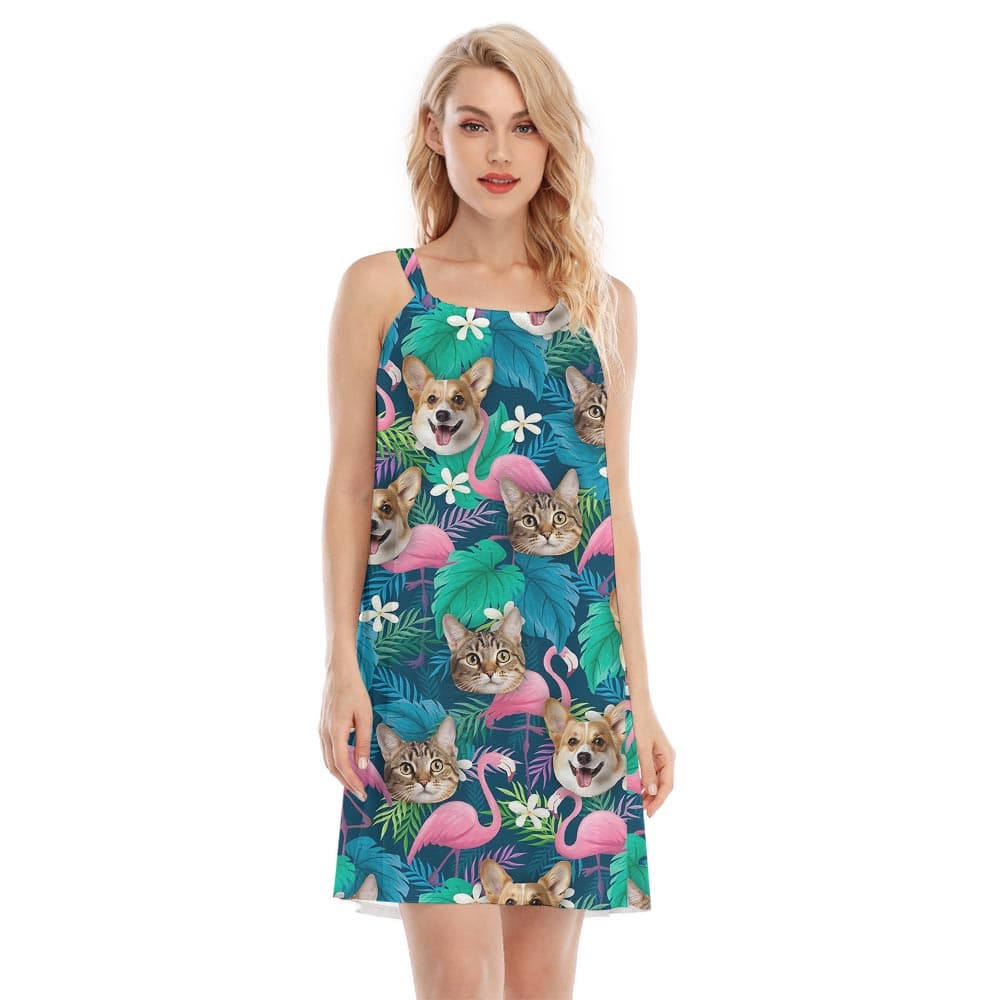 Custom Hawaiian Dress With Dog Cat Face For Women