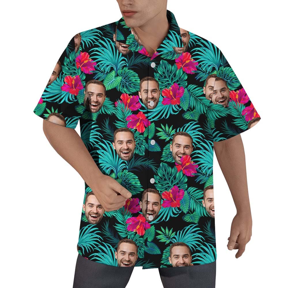 Custom Hibiscus Themed Hawaiian Shirt With Multiple Faces1