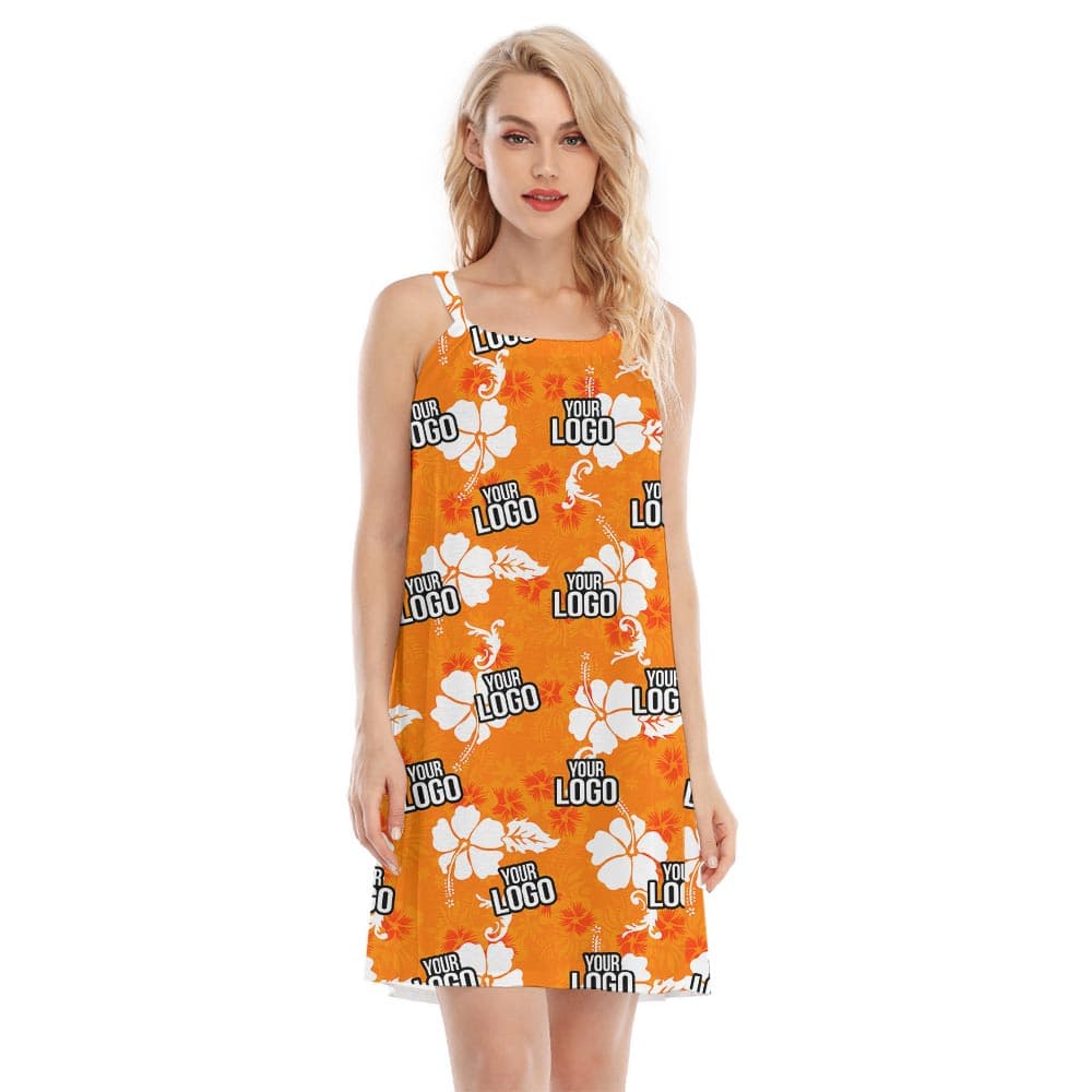 Custom Logo Women's Hawaiian Dress Orange