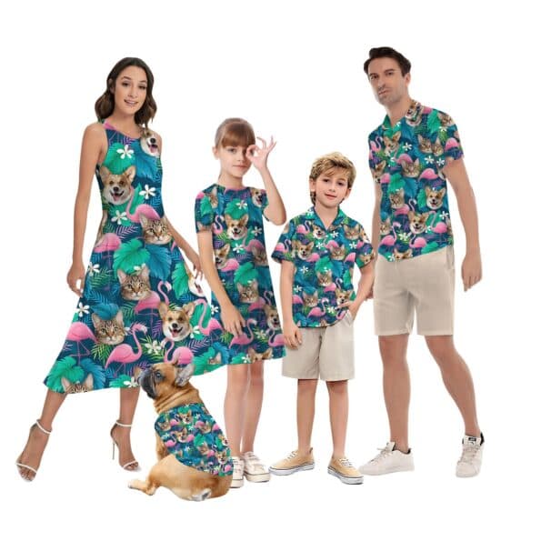 Custom Matching Flamingo Hawaiian Outfits With Your Face