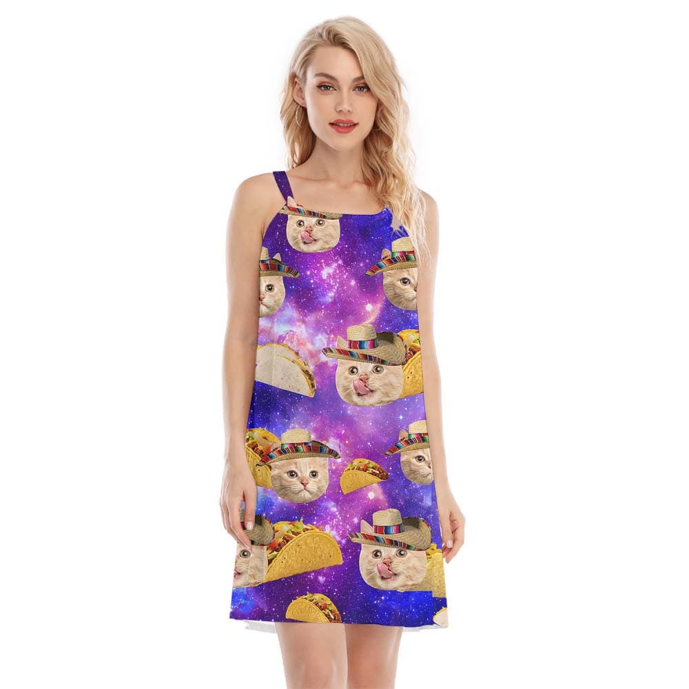 Custom Pet Face Taco Women's Cami Dress3