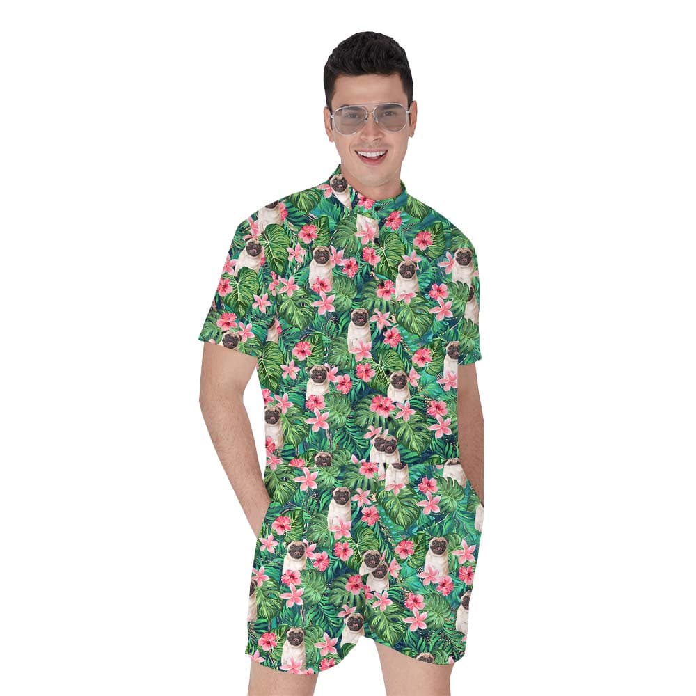 Custom Pet Portrait Photo Men's Romper 1