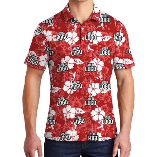 Custom Team Logo Hawaiian Polo Shirt For Men