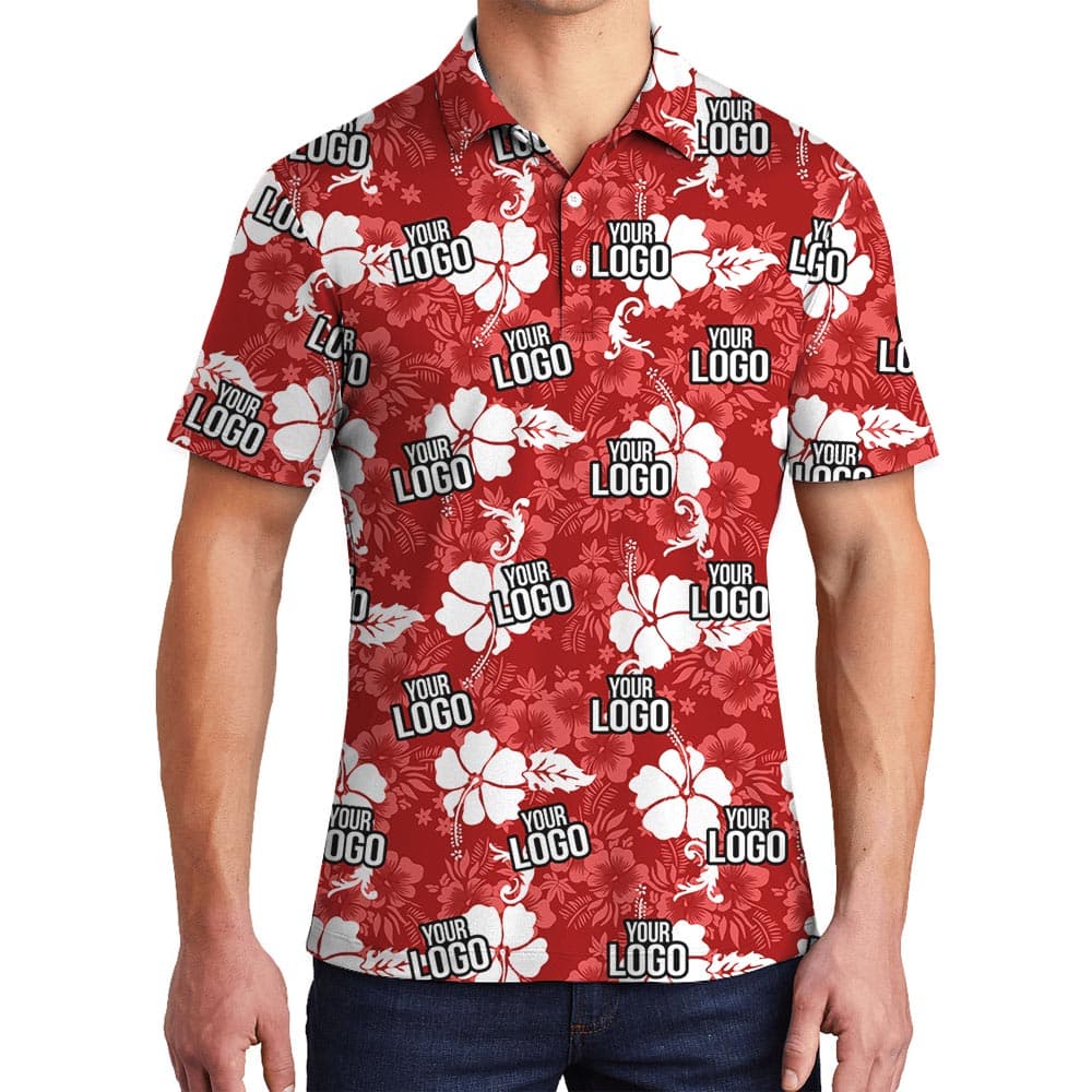 Custom Team Logo Hawaiian Polo Shirt For Men