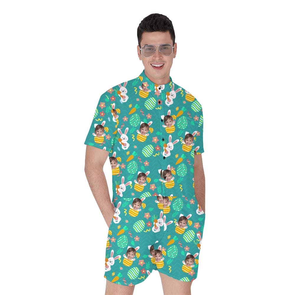 Customizable Photo Rabbit Egg Men's Romper1