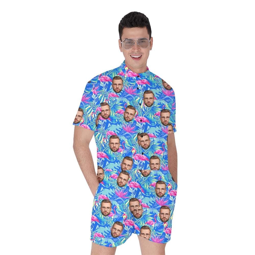 Customized Face Flamingo Aloha Men's Romphim1