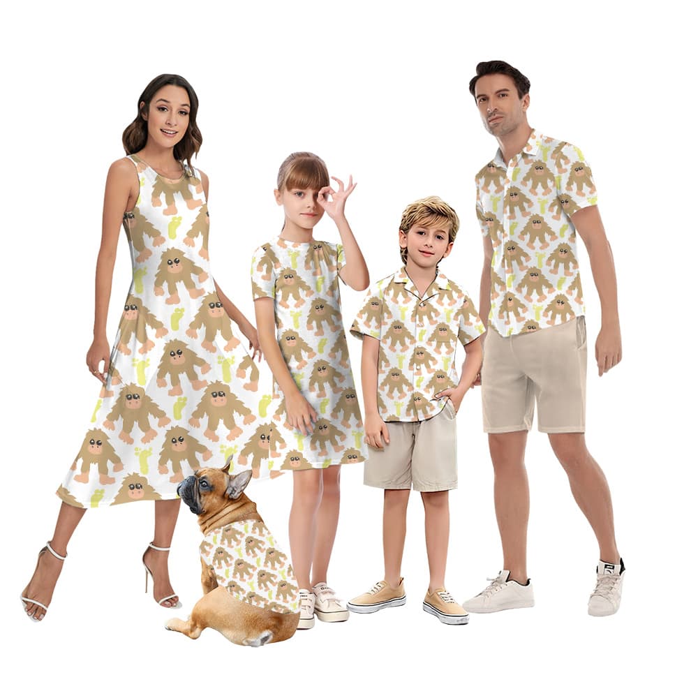 Cute Bigfoot Matching Hawaiian Outfits For Family