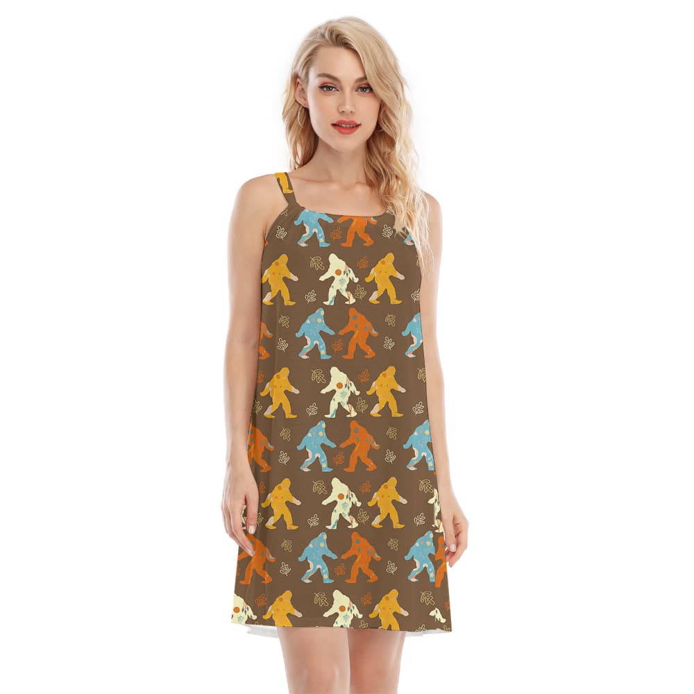 Cute Colorful Bigfoot Hawaiian Cami Dress For Women
