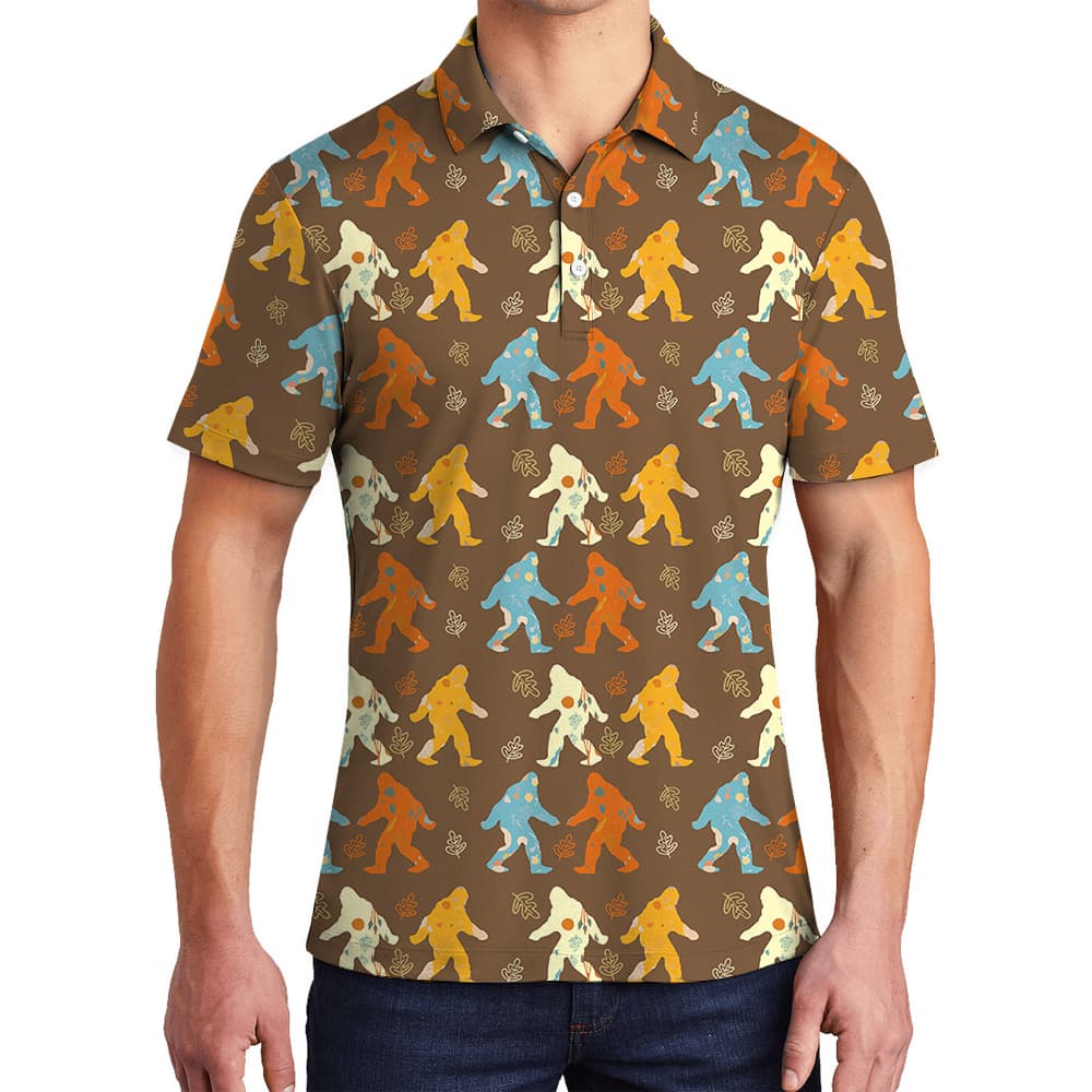 Cute Colorful Bigfoot Hawaiian Polo Shirt