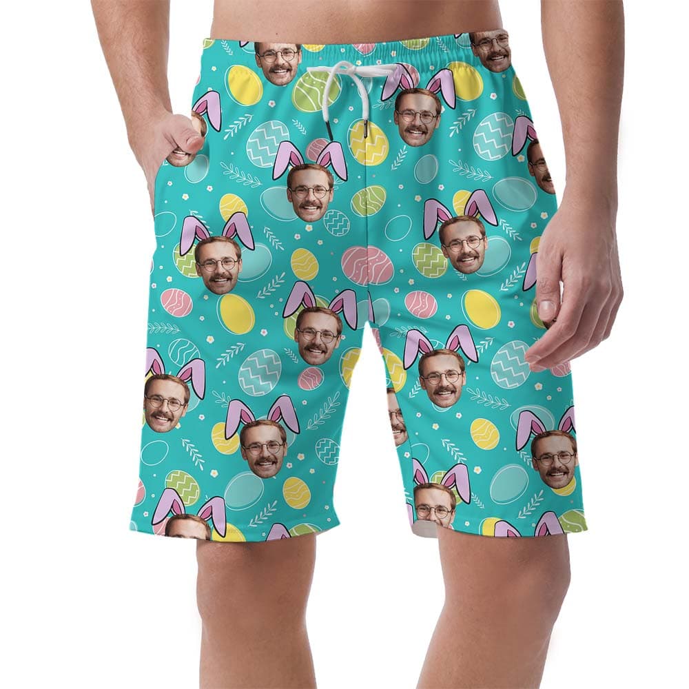 Cute Custom Multiple Faces Easter Swim Shorts1