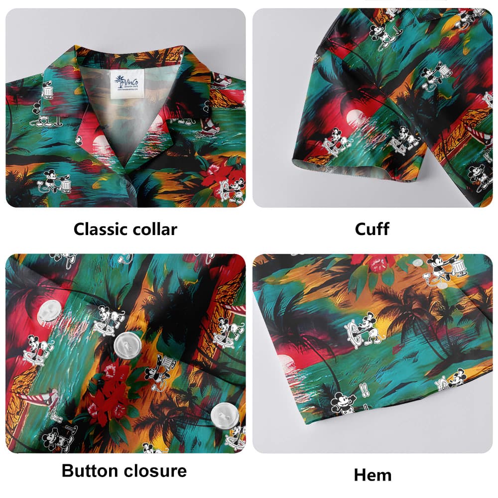 Cute Mickey Steamboat Willie Tropical Sunset Beach Hawaiian Shirt