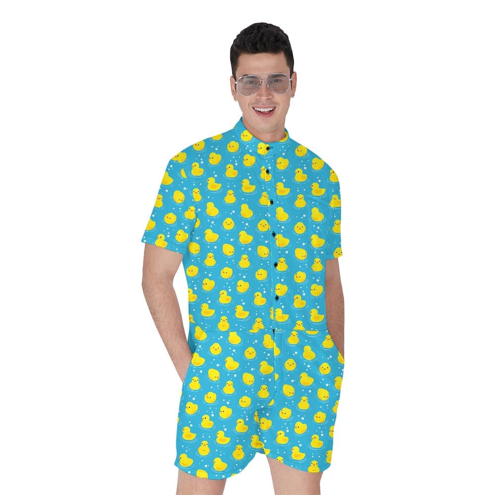 Matching Hawaiian Men's Romper With Duck Pattern