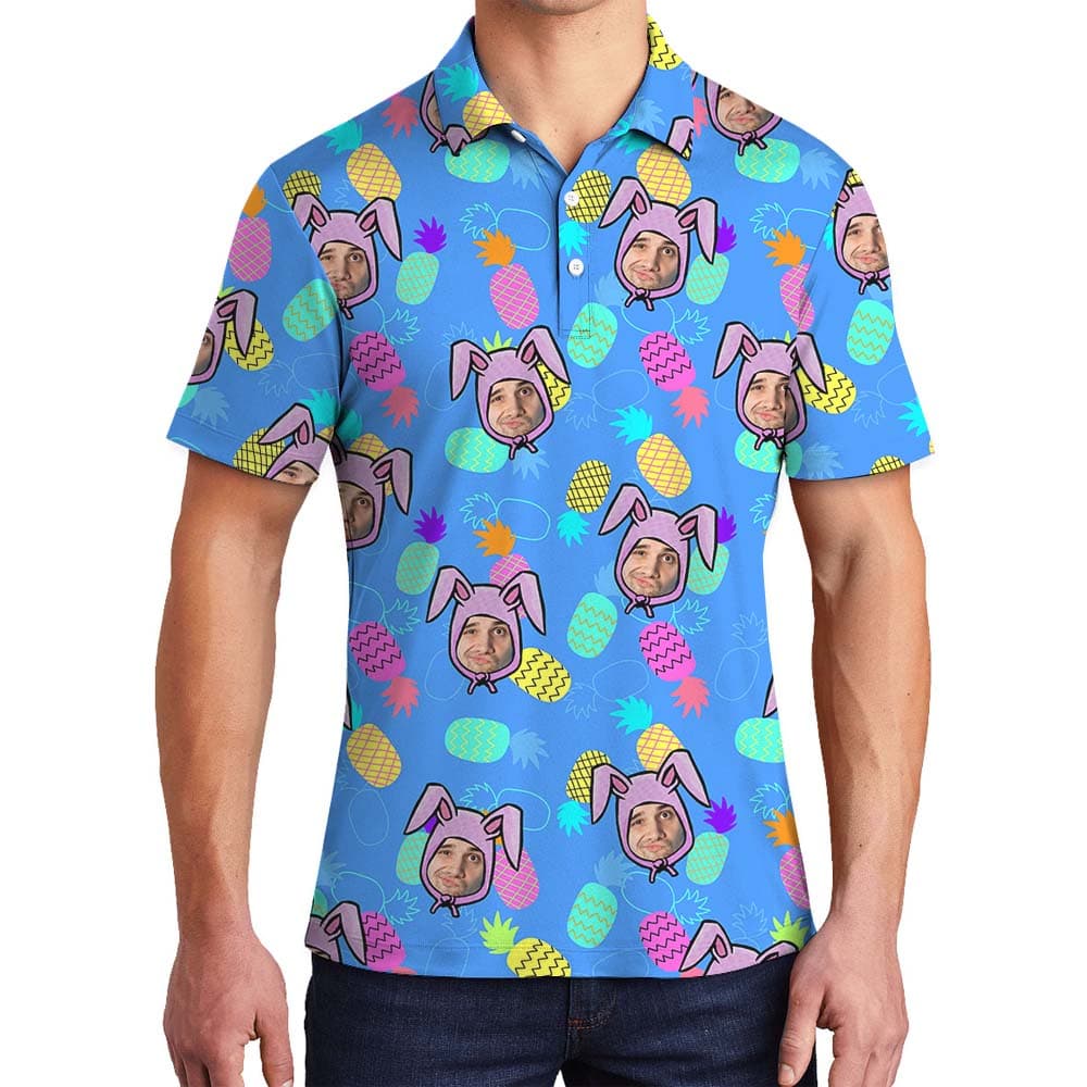 Easter Pineapple Men's Polo Shirt With Faces1